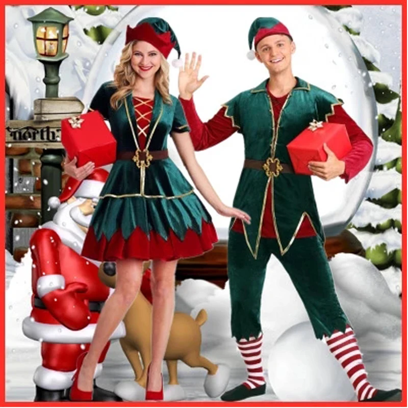 

Рождественский костюм для мужчин и женщин, одежда для косплея Санта-Клауса для взрослых, карнавал, Рождественская вечеринка, эльф, праздник,...