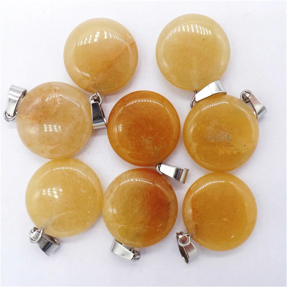 50Pcs 20x6mm Wholesale Natural Yellow Aventurine Round Pendant Bead DIY Earrings Handmade Jewelry Accessories S640