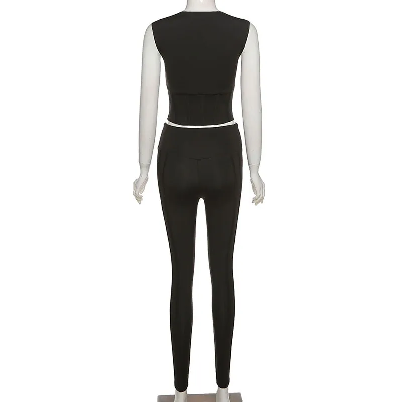 Yoga Set Woman 2 Pieces Fitness Clothing Sleeveless Tank Top and High Waist Leggings Black Breathable Sports Suit Gym Sportswear 
Yoga Set Woman 2 Pieces Fitness Clothing Sleeveless Tank Top and High Waist Leggings Black Breathable Sports Suit Gym Sportswear