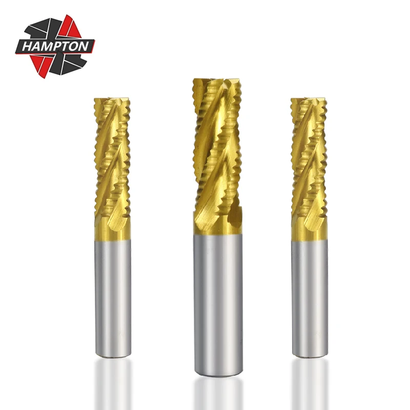 HAMPTON Roughing End Mill 4 Flute Titanium Coating HSS End Mill 12 16mm Spiral Milling Cutter CNC Router Bit Metal Milling Tool 
HAMPTON Roughing End Mill 4 Flute Titanium Coating HSS End Mill 12 16mm Spiral Milling Cutter CNC Router Bit Metal Milling Tool