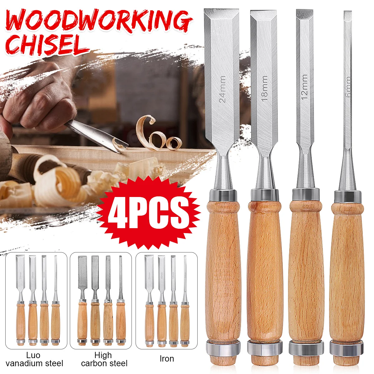 4Pcs/set Manual Wood Carving Hand Chisel Tool Set Professional Carpenters Woodworking Gouges DIY Hand Tools
4Pcs/set Manual Wood Carving Hand Chisel Tool Set Professional Carpenters Woodworking Gouges DIY Hand Tools