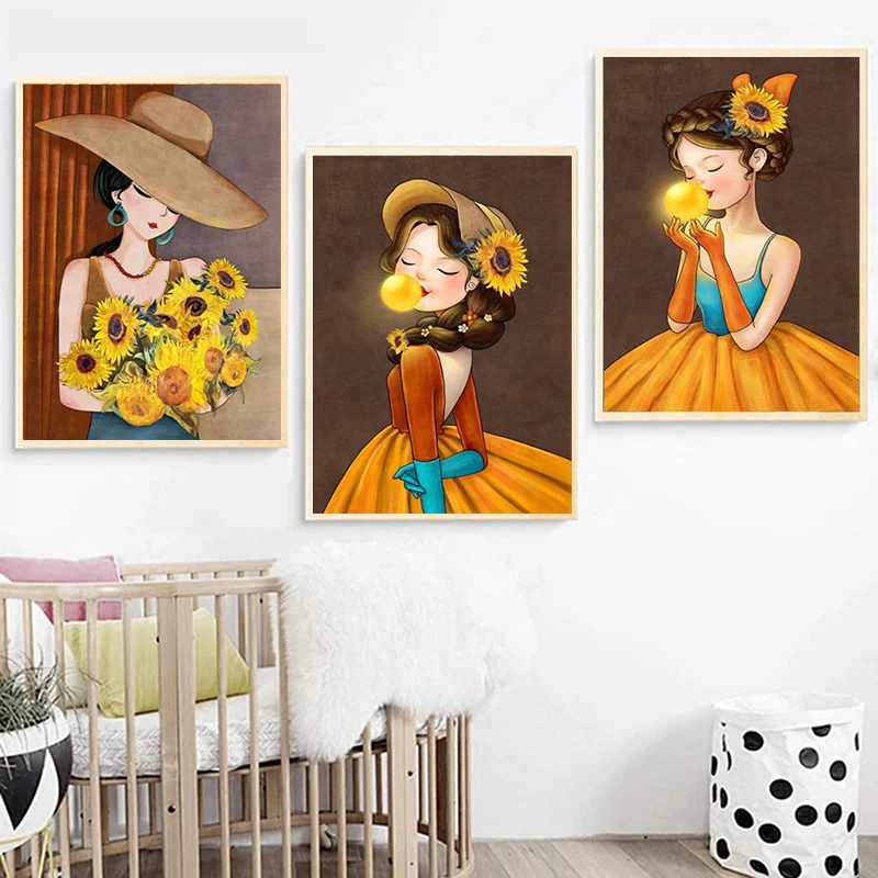 Cartoon Blowing Bubbles Sunflower Girl Canvas Painting Nordic Posters And Prints Wall Art Pictures Girls Room Home Decor 
Cartoon Blowing Bubbles Sunflower Girl Canvas Painting Nordic Posters And Prints Wall Art Pictures Girls Room Home Decor