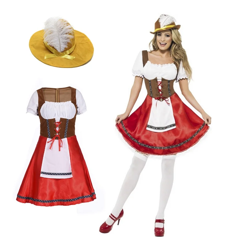 Germany Bavaria Oktoberfest Beer Girl Costume Wench Beer Maid Festival Party Dress With Hat
Germany Bavaria Oktoberfest Beer Girl Costume Wench Beer Maid Festival Party Dress With Hat