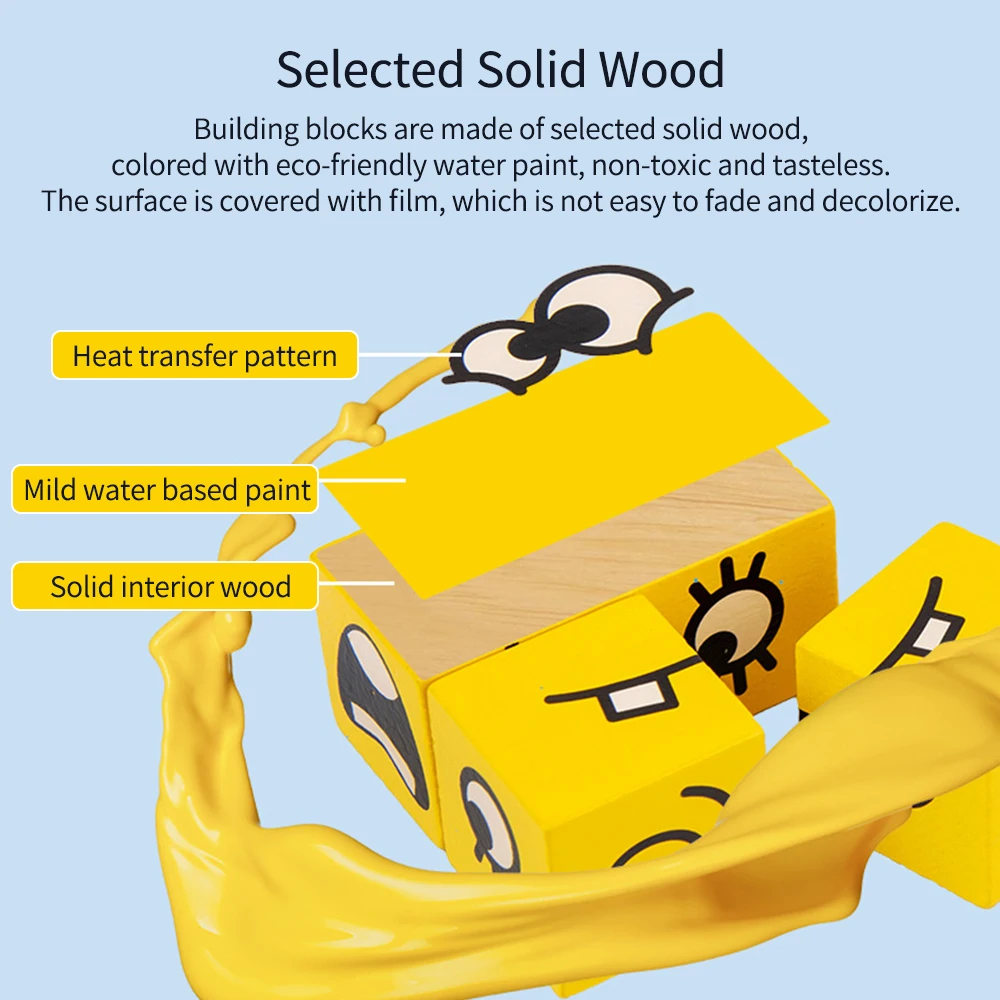 Wooden Expression Puzzle Face-Changing Building Block Logical Thinking Training Block Parent-Child Table Game for Age 3+
Wooden Expression Puzzle Face-Changing Building Block Logical Thinking Training Block Parent-Child Table Game for Age 3+