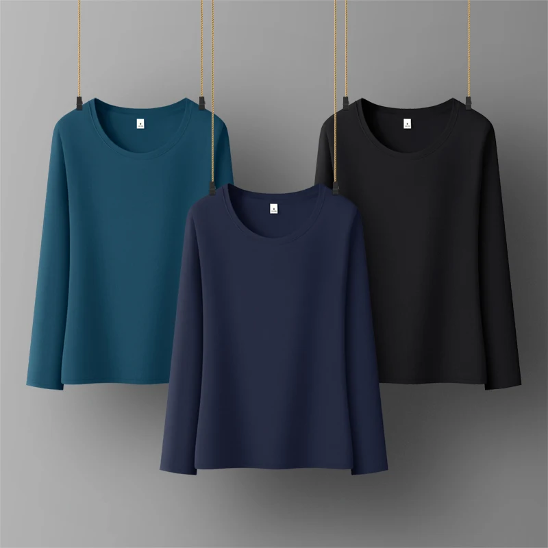 Basis Leven Women Cotton T-shirt Long Sleeve Round collar Solid color Office Lady Top All Match Women Basic T-shirts
Basis Leven Women Cotton T-shirt Long Sleeve Round collar Solid color Office Lady Top All Match Women Basic T-shirts