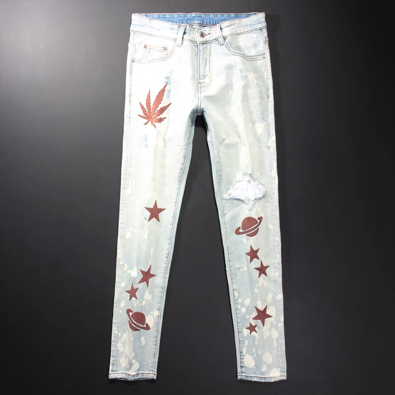 American Street Fashion Men Jeans Retro Light Blue Slim Fit Ripped Jeans Men Embroidery Patch Designer Hip Hop Denim Punk Pants
American Street Fashion Men Jeans Retro Light Blue Slim Fit Ripped Jeans Men Embroidery Patch Designer Hip Hop Denim Punk Pants