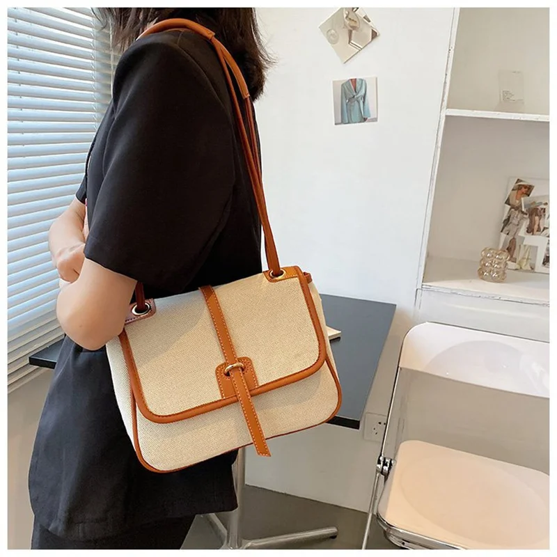 Simple Canvas Bag Stitching Fashion Shoulder Bag Commuter Fashion Handbags 2021 Summer New
Simple Canvas Bag Stitching Fashion Shoulder Bag Commuter Fashion Handbags 2021 Summer New