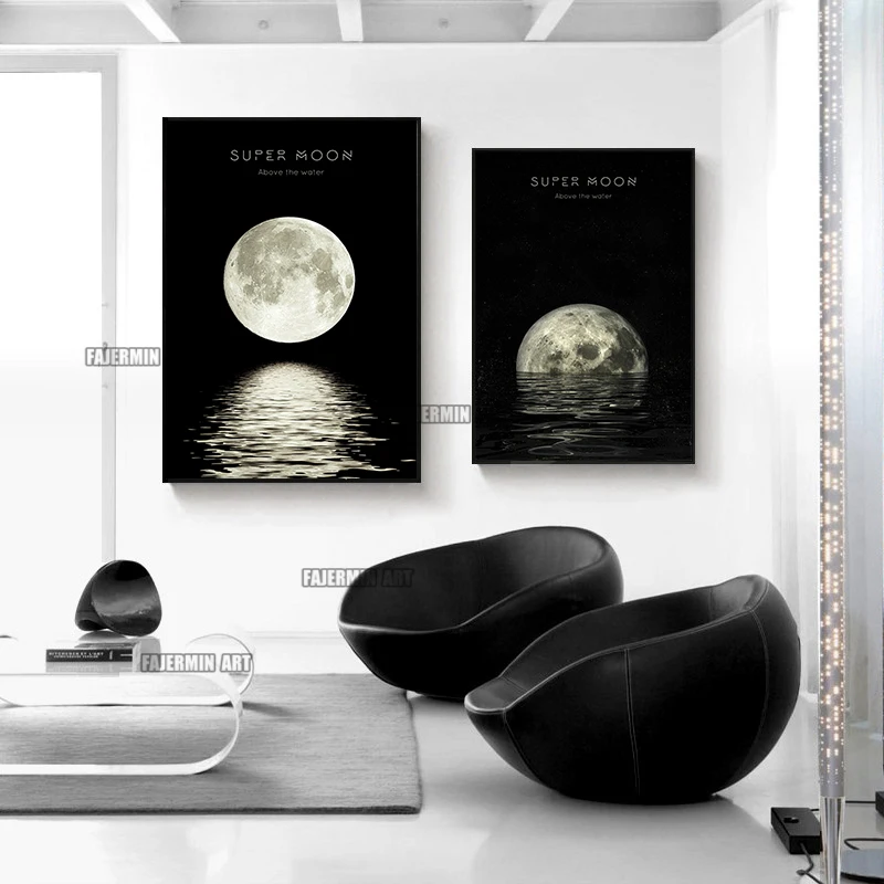 Moon Reflection Canvas Interior Paintings Prints Black and White Modern Wall Art Posters Living Room Home Decor Pictures
Moon Reflection Canvas Interior Paintings Prints Black and White Modern Wall Art Posters Living Room Home Decor Pictures