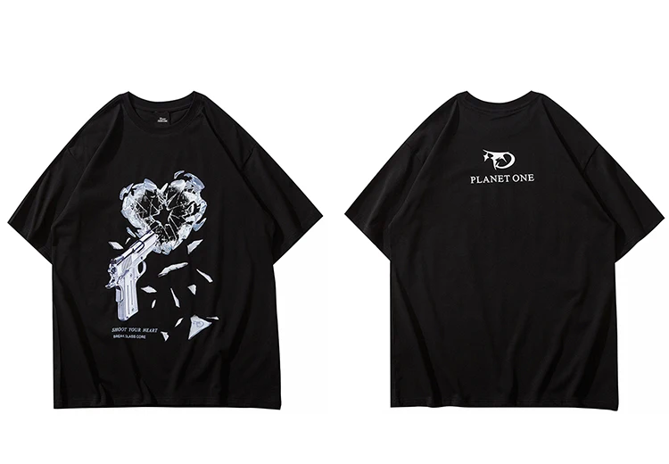Streetwear Oversize Tshirt Hip Hop Gun Breaking Heart Print T-shirt 2021 Men Harajuku Cotton Loose Summer Short Sleeve Tops Tees
Streetwear Oversize Tshirt Hip Hop Gun Breaking Heart Print T-shirt 2021 Men Harajuku Cotton Loose Summer Short Sleeve Tops Tees