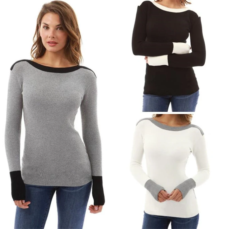 Women Calsual Long Sleeve Color Collision Knitting Sweater Blouse Winter Ladies O-Neck Sweater Women Casual Slim Sweaters
Women Calsual Long Sleeve Color Collision Knitting Sweater Blouse Winter Ladies O-Neck Sweater Women Casual Slim Sweaters