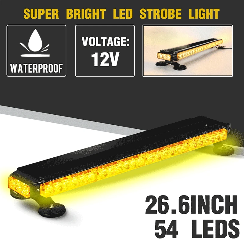 26.6" 54 LED Car Roof Advisor Beacon Strobe Flashing Security Warning Light Bar Emergency Light Magnetic Workin 7 Flash Patterns
26.6" 54 LED Car Roof Advisor Beacon Strobe Flashing Security Warning Light Bar Emergency Light Magnetic Workin 7 Flash Patterns
