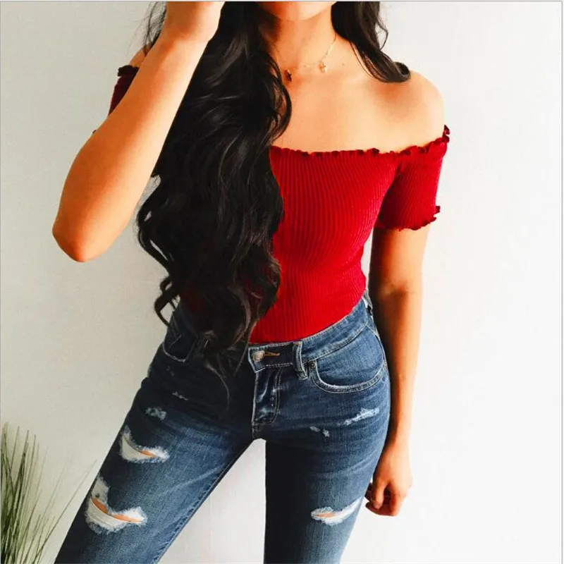 Women T-Shirts Sexy And Club Fashion Female T-Shirt Short Sleeve Off Shoulder Solid Color Lady T Shirt Summer Basic Tees 
Women T-Shirts Sexy And Club Fashion Female T-Shirt Short Sleeve Off Shoulder Solid Color Lady T Shirt Summer Basic Tees