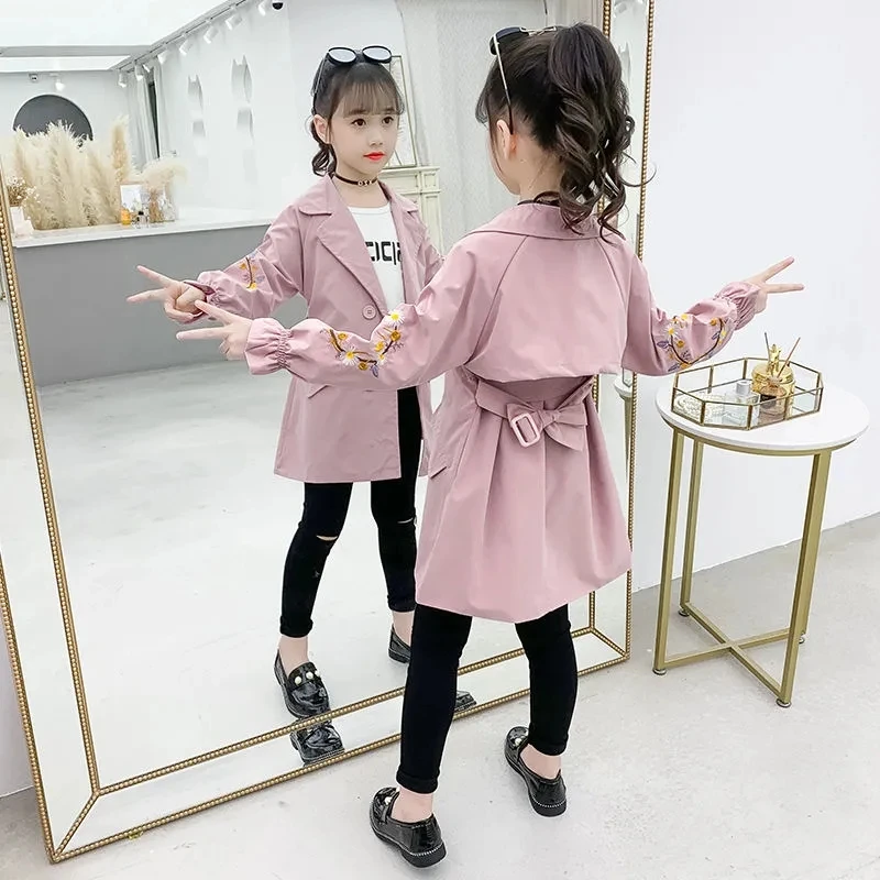 Spring Autumn Embroidery Flower Children's Clothing Jacket Windbreaker For Girls Raincoat Outerwear Trench Coat Teens 12 13 year
Spring Autumn Embroidery Flower Children's Clothing Jacket Windbreaker For Girls Raincoat Outerwear Trench Coat Teens 12 13 year
