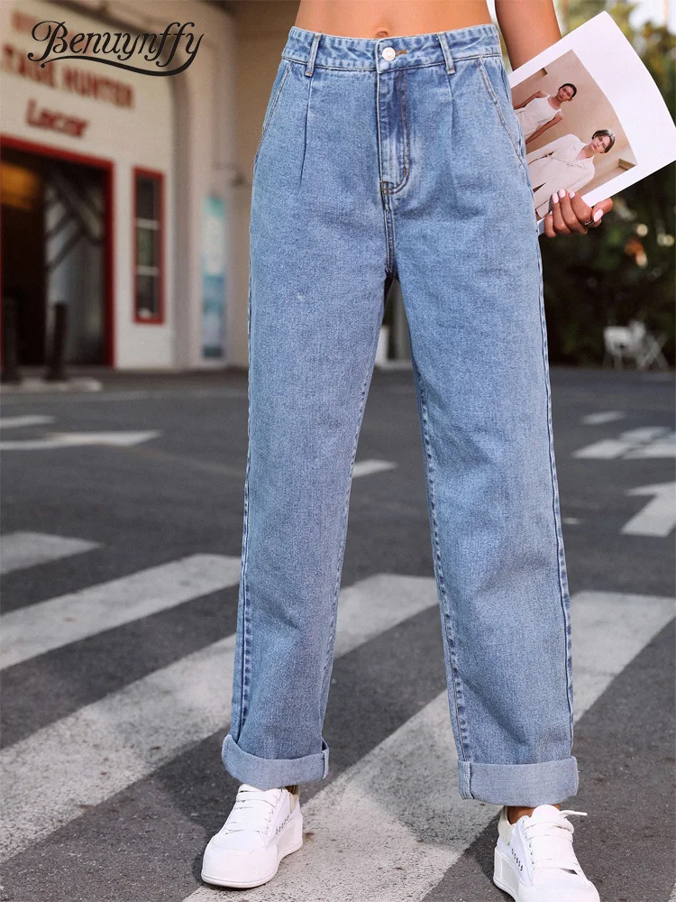 Benuynffy Zipper Fly High Waist Baggy Jeans Women Spring Fall Fashion Loose Denim Pants Ladies Cotton Casual Straight Jeans
Benuynffy Zipper Fly High Waist Baggy Jeans Women Spring Fall Fashion Loose Denim Pants Ladies Cotton Casual Straight Jeans
