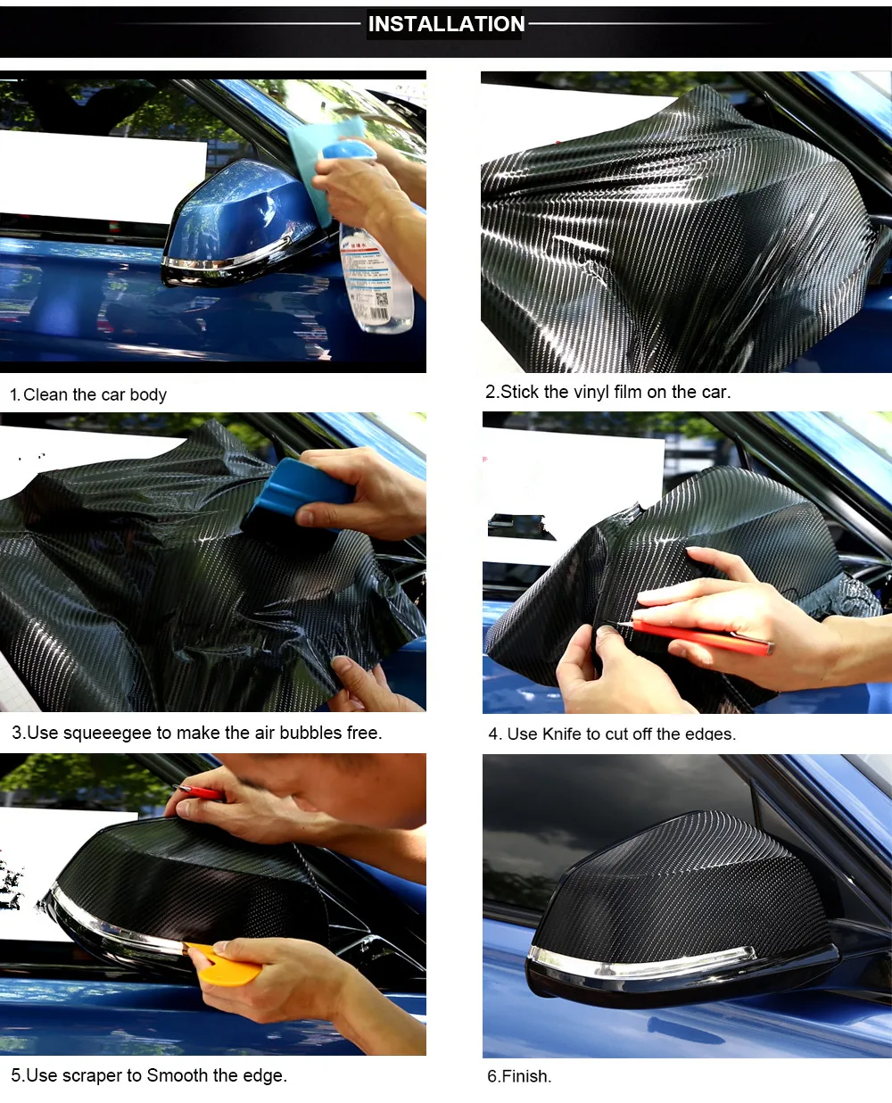 30x127 см 3D 5D автомобильные виниловые наклейки из углеродного волокна для Toyota Yaris