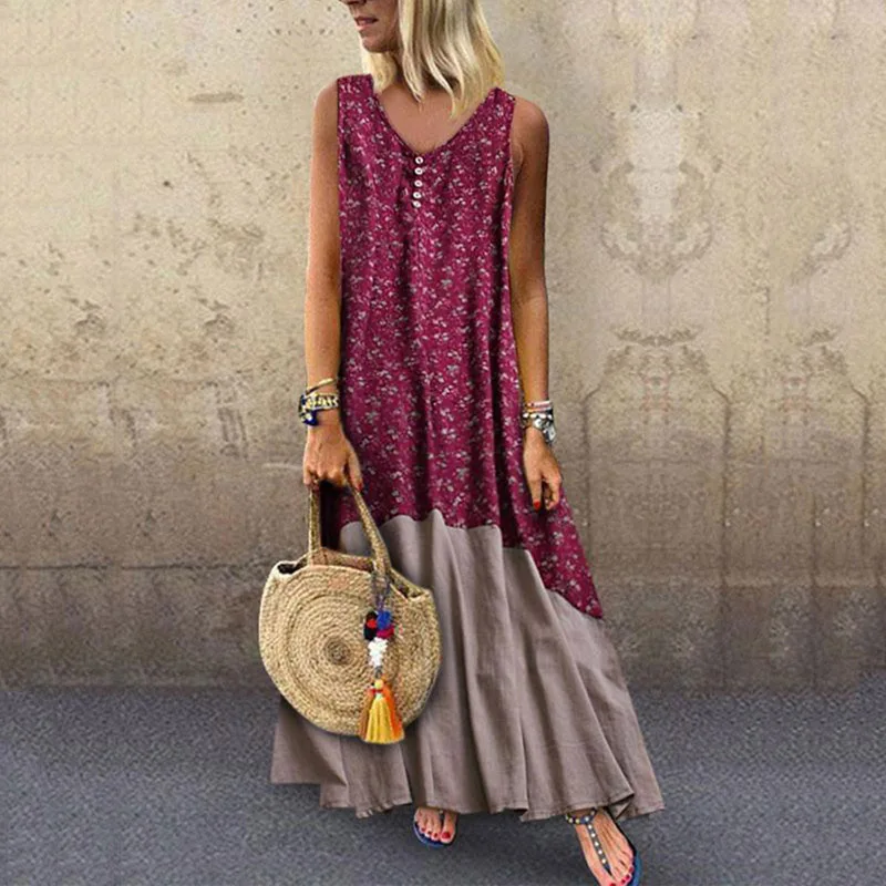 Women's Spring and Summer Printed Cotton and Linen Dress Bohemian Beach Skirt Women's Sexy Round Neck Loose Dress 5XL Vestidos
Women's Spring and Summer Printed Cotton and Linen Dress Bohemian Beach Skirt Women's Sexy Round Neck Loose Dress 5XL Vestidos