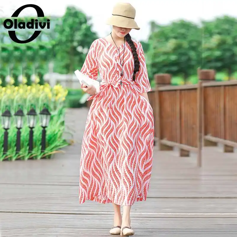 Oladivi Oversized Short Sleeve Cotton Linen Fashion Print Long Dress Women Summer 2021 New Casual Loose Maxi Dresses Robe Femme
Oladivi Oversized Short Sleeve Cotton Linen Fashion Print Long Dress Women Summer 2021 New Casual Loose Maxi Dresses Robe Femme