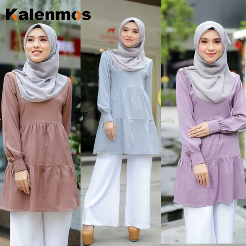 KALENMOS Muslim Long Sleeve Blouse Women Spring Summer Pullover O-Neck Ruffles Top Islamic Ropa Work Shirt Loose Feminino Blusas
KALENMOS Muslim Long Sleeve Blouse Women Spring Summer Pullover O-Neck Ruffles Top Islamic Ropa Work Shirt Loose Feminino Blusas