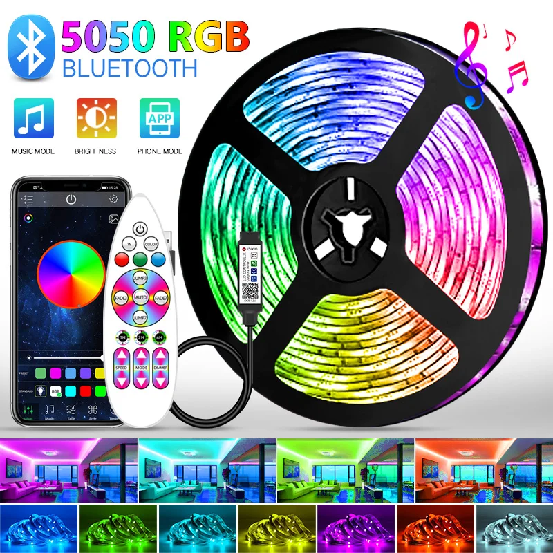Светодиодная лента RGB 5050 с Bluetooth и USB светильник 5 В, гибкая светодиодная лента RGB для подсветильник Ки телевизора, настольного экрана, Диодная...
Светодиодная лента RGB 5050 с Bluetooth и USB светильник 5 В, гибкая светодиодная лента RGB для подсветильник Ки телевизора, настольного экрана, Диодная...