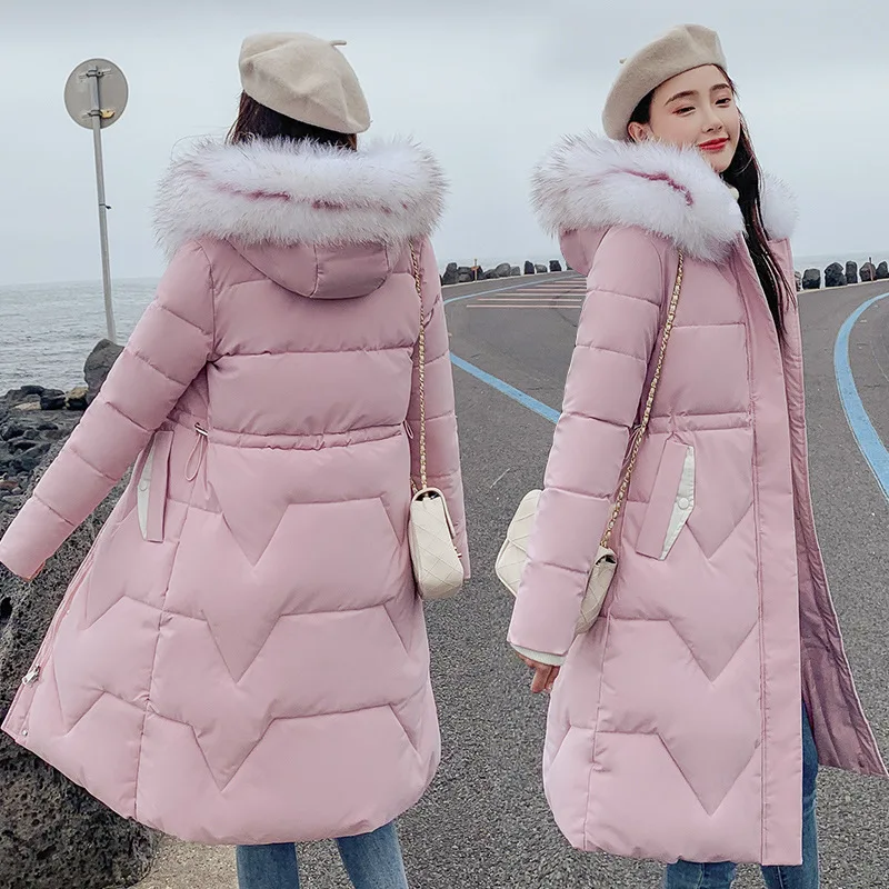 QIHUANG 2019 зимнее женское пуховое пальто с капюшоном и меховым воротником модное