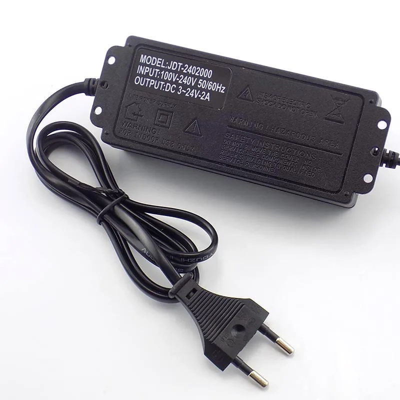 Adjustable Power Adapter AC 100-220V to DC 3-24V 2A Power Supply 5.5*2.5mm Electron for Led Strip Light Display Screen Charger
Adjustable Power Adapter AC 100-220V to DC 3-24V 2A Power Supply 5.5*2.5mm Electron for Led Strip Light Display Screen Charger