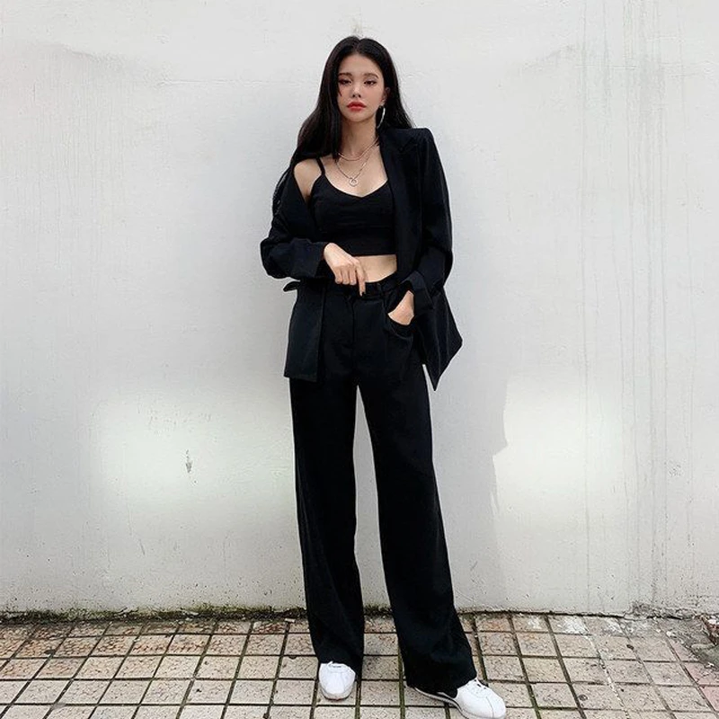 Ladies Formal Business Trouser Suit Female 2 Piece Set Women Suit Blazer and Wide Leg Pants Black Pants Suite Woman
Ladies Formal Business Trouser Suit Female 2 Piece Set Women Suit Blazer and Wide Leg Pants Black Pants Suite Woman