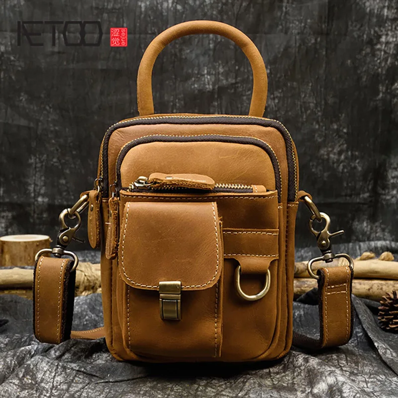 AETOO Genuine leather men's shoulder bag, crazy horse leather personality messenger bag, outdoor sports mobile phone bag
AETOO Genuine leather men's shoulder bag, crazy horse leather personality messenger bag, outdoor sports mobile phone bag