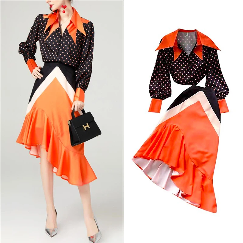 2022 Spring Fashion Elegant New Chic Polka Dot Print Long Sleeve Shirt And High Waist Fishtail Skirt Suit Female Clothing SL209
2022 Spring Fashion Elegant New Chic Polka Dot Print Long Sleeve Shirt And High Waist Fishtail Skirt Suit Female Clothing SL209