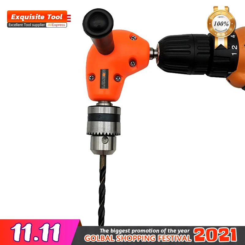 Portable 90 Degree Right Angle Drill Bit Chuck Practical Durable Keyless Adapter Attachment Wood Drilling
Portable 90 Degree Right Angle Drill Bit Chuck Practical Durable Keyless Adapter Attachment Wood Drilling