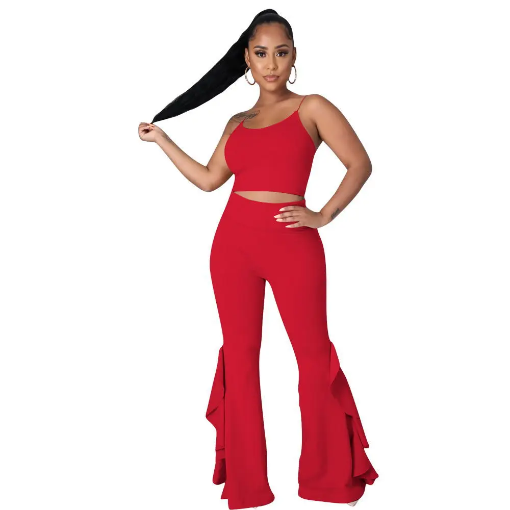 Donsignet Women's Suit 2021 Summer Ruffles High Waist Slim Flared Pants Sexy Backless Short Top Trousers Fashion Two-Piece Set
Donsignet Women's Suit 2021 Summer Ruffles High Waist Slim Flared Pants Sexy Backless Short Top Trousers Fashion Two-Piece Set