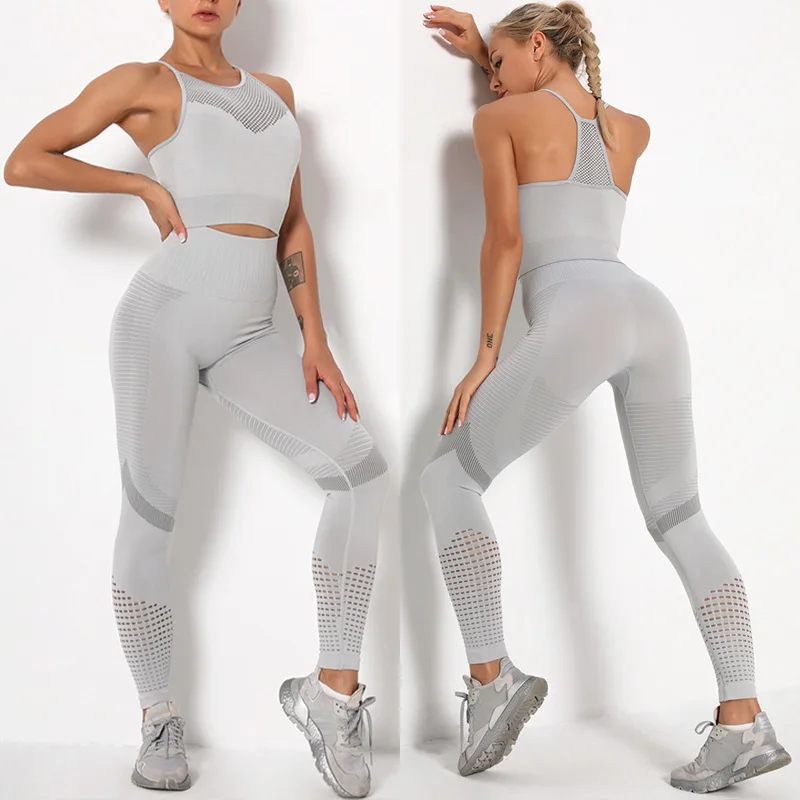 Women's Seamless Tracksuit Yoga Set Female Clothing Gym Fitness Clothes High Waist Pant Elasticity Sport Leggings Sportswear 
Women's Seamless Tracksuit Yoga Set Female Clothing Gym Fitness Clothes High Waist Pant Elasticity Sport Leggings Sportswear