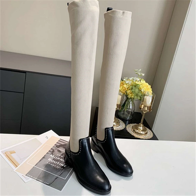 Women Over the knee boots Woolen boots Rivet boots Genuine Leather boots fashion shoes Round toe shoes Warm Winter Shoes
Women Over the knee boots Woolen boots Rivet boots Genuine Leather boots fashion shoes Round toe shoes Warm Winter Shoes