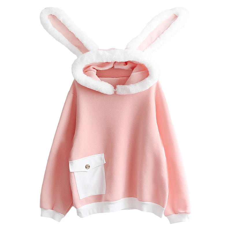 Autumn Winter Kawaii Plush Rabbit Long Ears Hooded Sweatshirts Women Pink kawaii cute Hoodies Casual Pocket sweet Pullovers Top
Autumn Winter Kawaii Plush Rabbit Long Ears Hooded Sweatshirts Women Pink kawaii cute Hoodies Casual Pocket sweet Pullovers Top