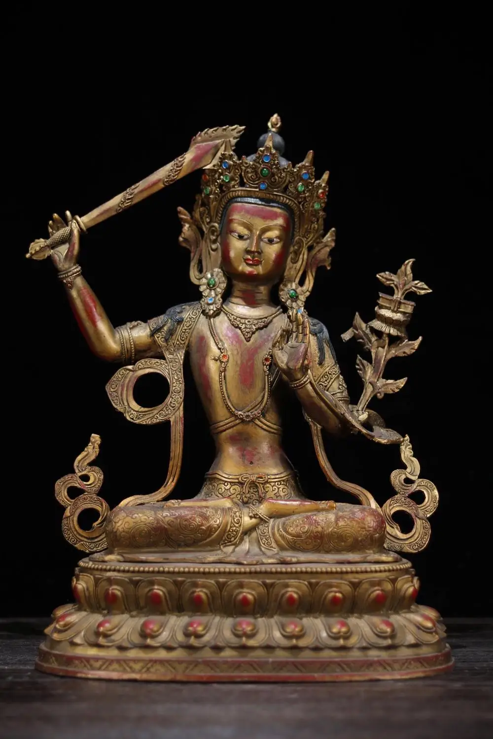 Home Decor 17" Tibet Buddhism Temple old bronze Cinnabars Manjushri Buddha Statue Guanyin Avalokitesvara statue
Home Decor 17" Tibet Buddhism Temple old bronze Cinnabars Manjushri Buddha Statue Guanyin Avalokitesvara statue