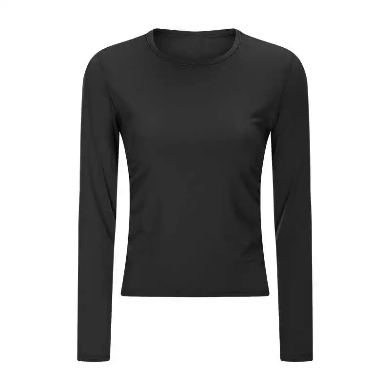 Autumn new side waist elastic fold sports long sleeve stretch slim skin feeling naked solid color leisure Yoga suit
Autumn new side waist elastic fold sports long sleeve stretch slim skin feeling naked solid color leisure Yoga suit