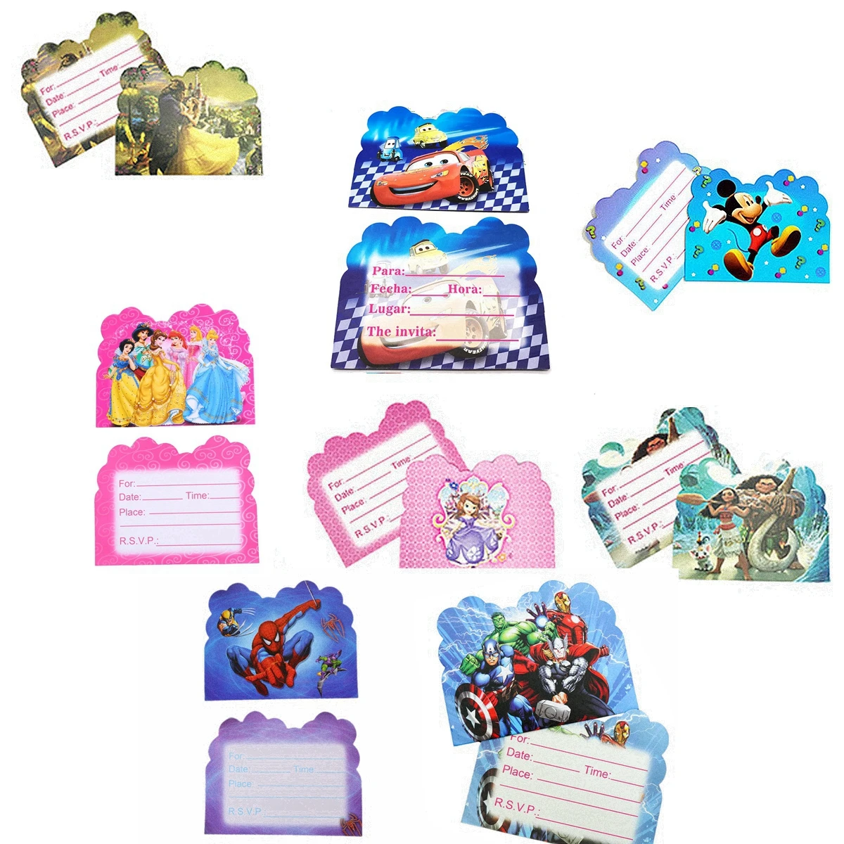 10pcs Disney Avengers Mickey Princess Cars Toy Theme Kid's Favor Birthday Children Party Disposable Invitation Card Supplies
10pcs Disney Avengers Mickey Princess Cars Toy Theme Kid's Favor Birthday Children Party Disposable Invitation Card Supplies