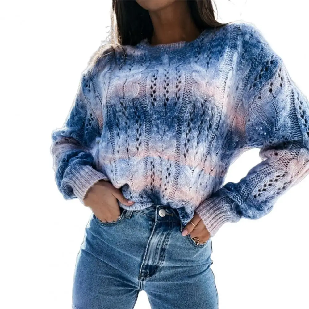 Women Sweater Irregular Gradient Color Print Round Neck Autumn Winter Hollow Out Rainbow Sweater Pullover Streetwear
Women Sweater Irregular Gradient Color Print Round Neck Autumn Winter Hollow Out Rainbow Sweater Pullover Streetwear