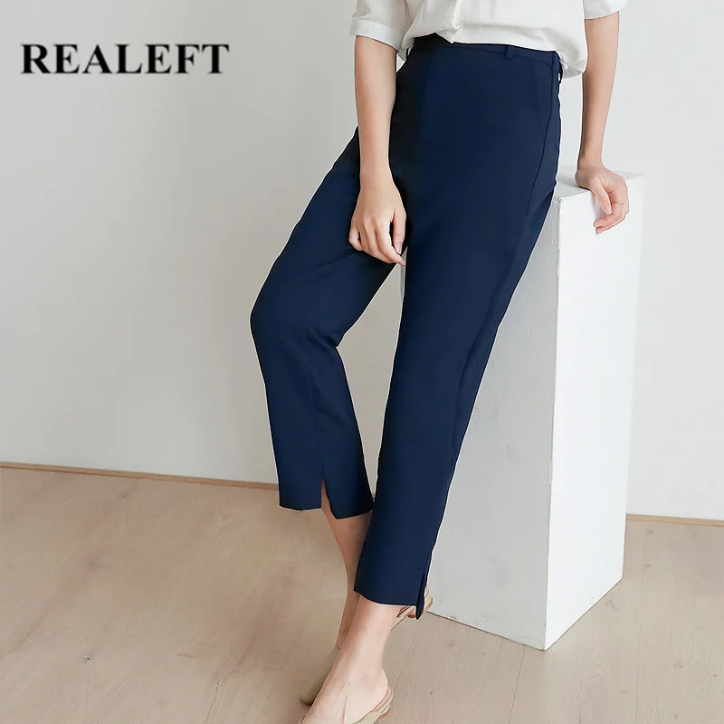 REALEFT 2020 New Korean OL Style Women Formal Harem Pants Side Split Pockets High Waist Elegant Office Lady Ankle-Length Pants
REALEFT 2020 New Korean OL Style Women Formal Harem Pants Side Split Pockets High Waist Elegant Office Lady Ankle-Length Pants