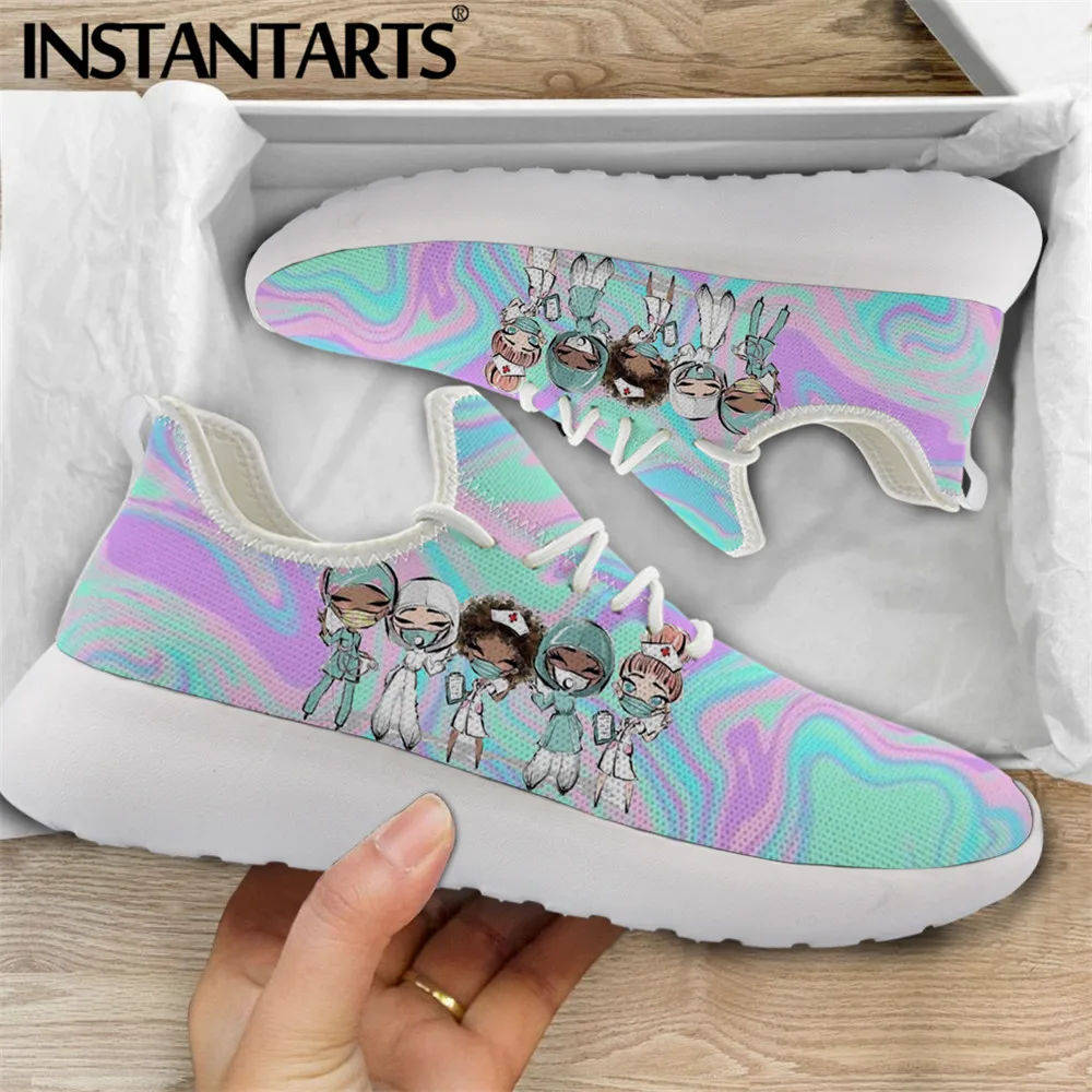 INSTANTARTS Holographic Nursing Shoes Woman Flats Sneakers Cute Cartoon Nurse Doctor Brand Design Casual Knit Mesh Footwear 2021
INSTANTARTS Holographic Nursing Shoes Woman Flats Sneakers Cute Cartoon Nurse Doctor Brand Design Casual Knit Mesh Footwear 2021
