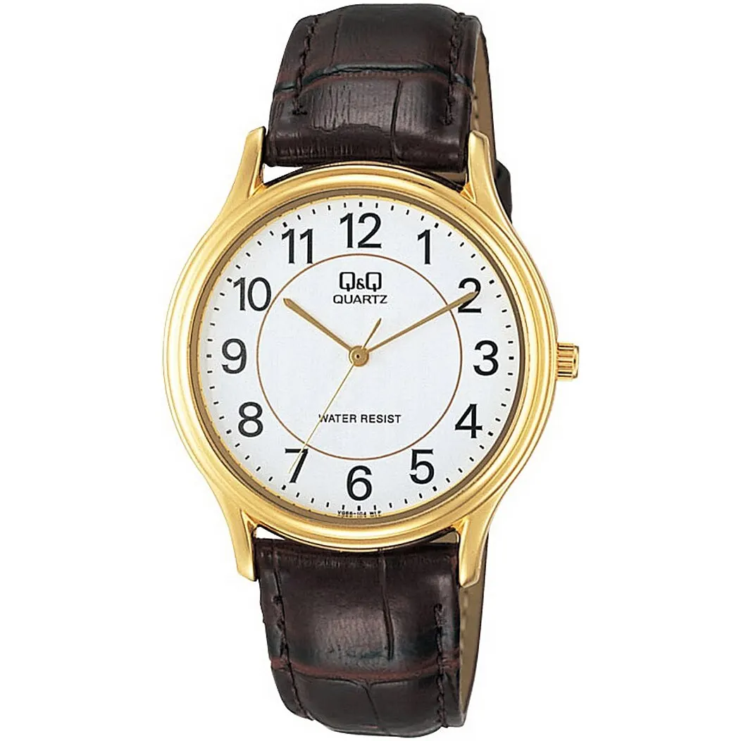 Q & vg66-104 classic men's wrist watch in round case | Наручные часы
