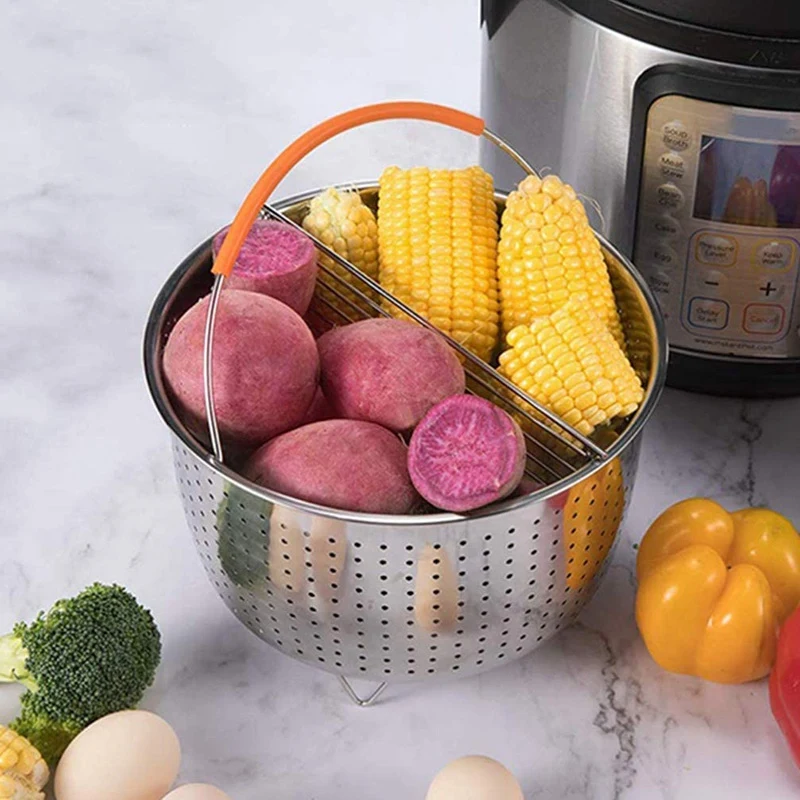 Stainless Steel Steaming Basket Scalding-Proof Cage Multi-Functional Fruit Cleaning | Дом и сад