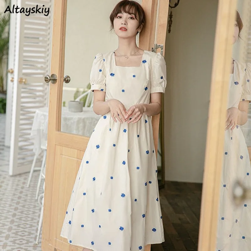 Dresses Women Apricot Floral Mid-calf French Summer New Empire Ins Daily All-match Fashion Mujer Square Collar Vestido Feminino
Dresses Women Apricot Floral Mid-calf French Summer New Empire Ins Daily All-match Fashion Mujer Square Collar Vestido Feminino