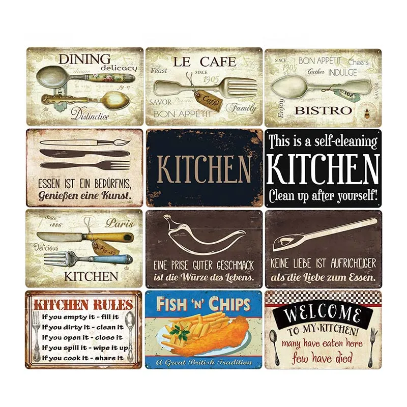 Kitchen Vintage Metal Tin Sign Retro Posters Food Plate Pub Bar Kitchen Dinning Room Wall Decoration Home Decor 20*30cm
Kitchen Vintage Metal Tin Sign Retro Posters Food Plate Pub Bar Kitchen Dinning Room Wall Decoration Home Decor 20*30cm