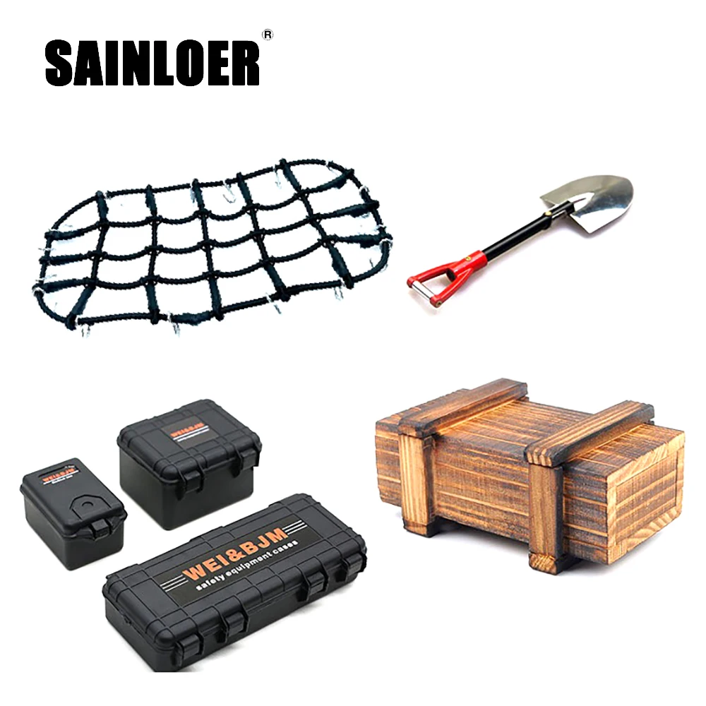 SAINLOER Simulated Decoration Suitcase Luggage Net Shovel Wooden box for TRX4 Defender SCX10 90046 90047 Jimny MST RC Car Parts
SAINLOER Simulated Decoration Suitcase Luggage Net Shovel Wooden box for TRX4 Defender SCX10 90046 90047 Jimny MST RC Car Parts