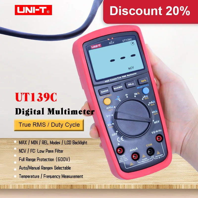 Цифровой мультиметр UNI-T UT139C с автоматическим выбором диапазона измеритель