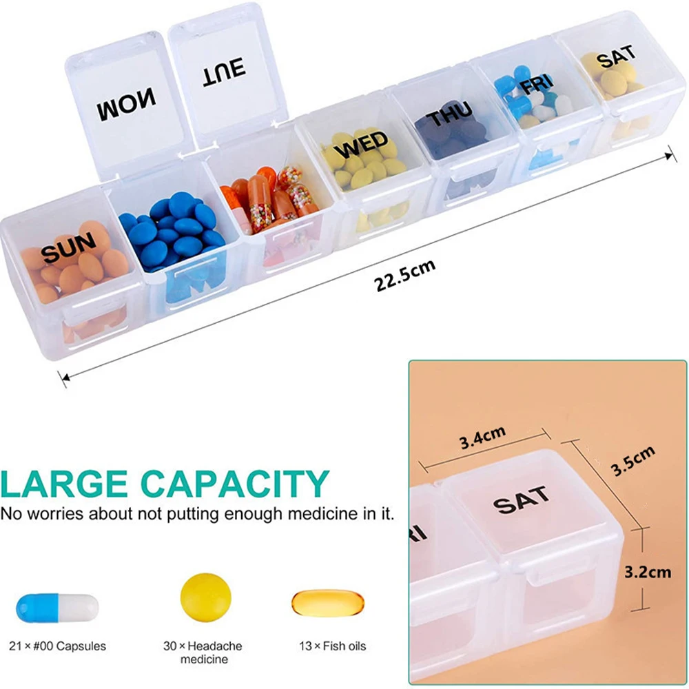7Days Weekly Pill Case Plastic Medicine Tablte Dispenser Organizer Pill Box Pill Storage Organizer Container Travel Medicine Box
7Days Weekly Pill Case Plastic Medicine Tablte Dispenser Organizer Pill Box Pill Storage Organizer Container Travel Medicine Box