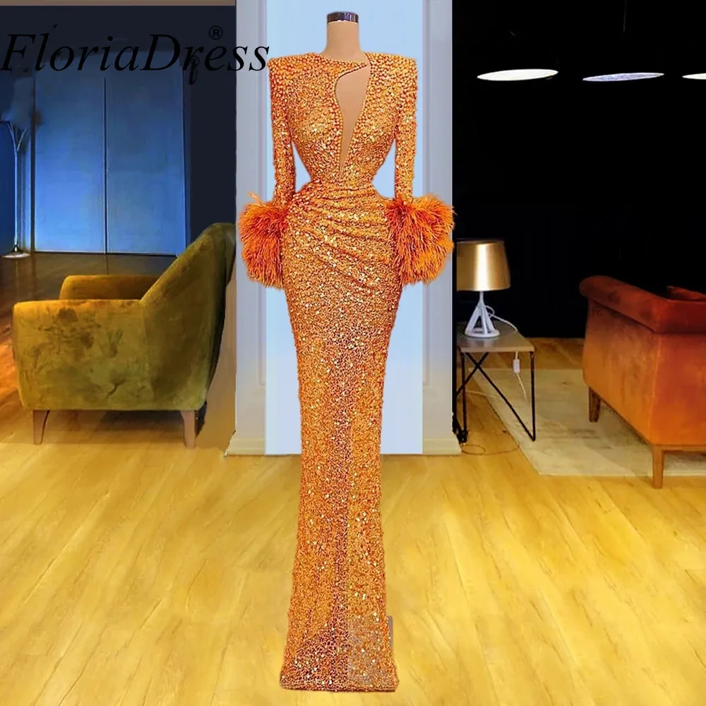 Floria V Neck Sequins Beading Long Sleeve with Feather Long Evening Gowns Robe De Soiree Custom Made Plus Size Women's Dresses
Floria V Neck Sequins Beading Long Sleeve with Feather Long Evening Gowns Robe De Soiree Custom Made Plus Size Women's Dresses