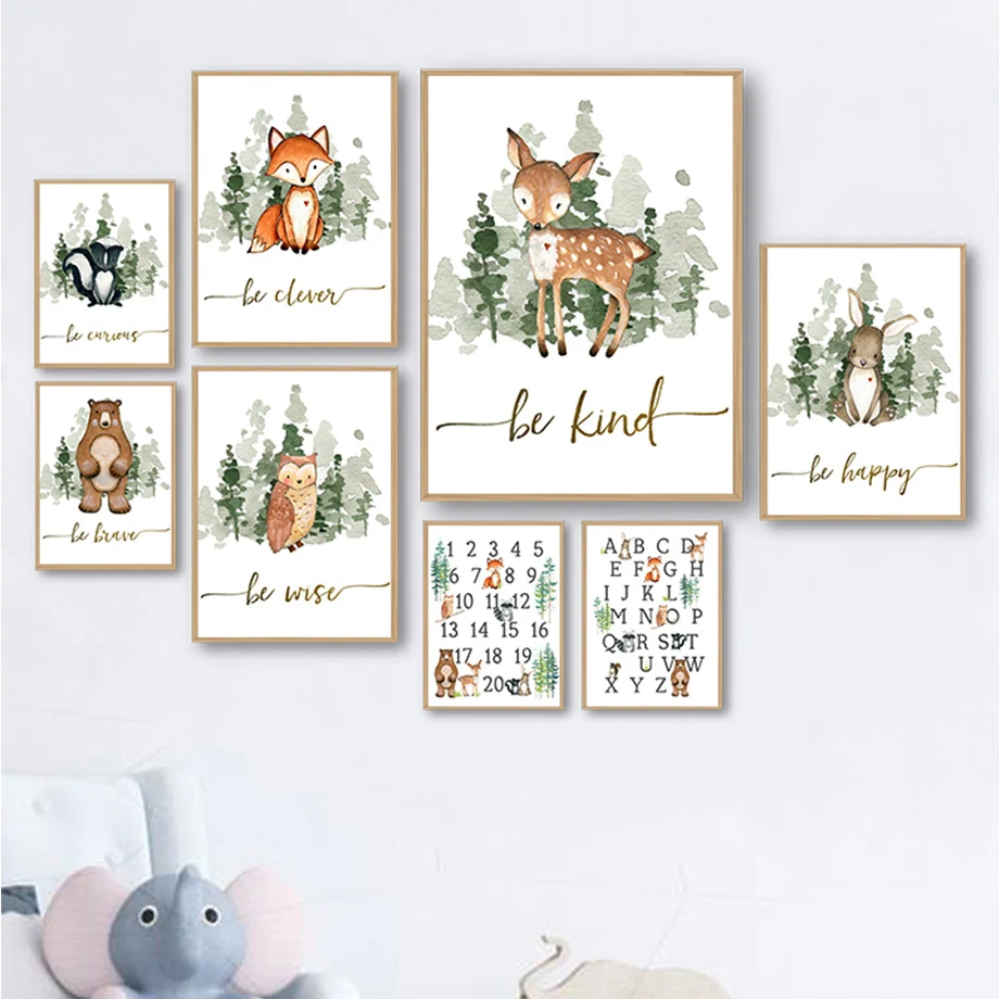 Fox Rabbit Deer Bear Raccoon Owl ABC Number Jungle Posters And Prints Wall Art Canvas Painting Wall Pictures For Bedroom Decor
Fox Rabbit Deer Bear Raccoon Owl ABC Number Jungle Posters And Prints Wall Art Canvas Painting Wall Pictures For Bedroom Decor