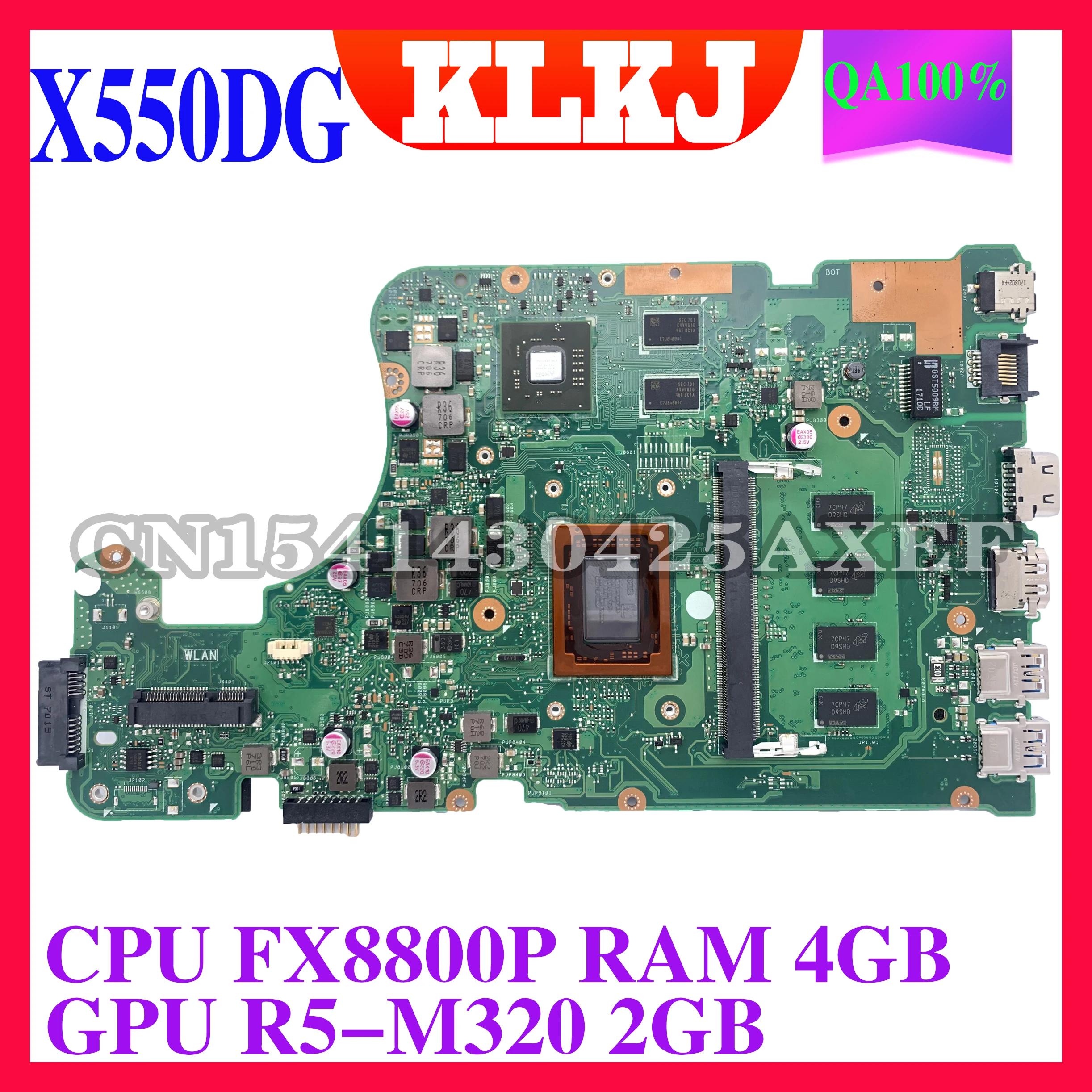 KLKJ X555DG Laptop Motherboard for ASUS X555D X555YI X555Y Original Mainboard 4G-RAM FX-8800P R5-M320 2GB
KLKJ X555DG Laptop Motherboard for ASUS X555D X555YI X555Y Original Mainboard 4G-RAM FX-8800P R5-M320 2GB