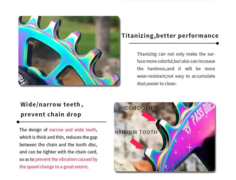 Bicycle Round Chainwheel PASS QUEST Mountain 96BCD MTB Bike Crankset Aluminum Chainring Titanium plating M7000/M8000/M9000 use
Bicycle Round Chainwheel PASS QUEST Mountain 96BCD MTB Bike Crankset Aluminum Chainring Titanium plating M7000/M8000/M9000 use